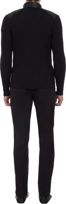 Ralph Lauren Black Label Leather-trim Zip-front Sweater