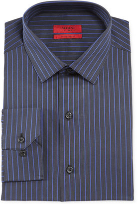 Alfani RED Fitted Blue and Black Stripe Performance Dress Shirt