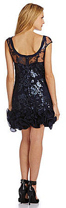 Jessica Simpson Sequined Lace Ruffle Dress