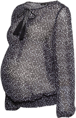 H&M MAMA Chiffon Blouse - Black/white patterned - Ladies