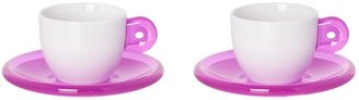 Guzzini Set of 2 Espresso Cups With Saucers Violet