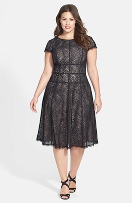 Adrianna Papell Plus Size Women's 'Converging' Banded Lace Dress