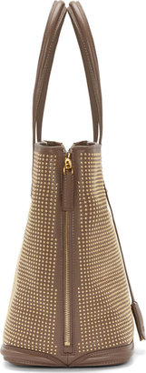 Alexander McQueen Taupe Studded Leather Small Shopper