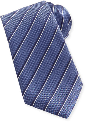 Brioni Striped Silk Tie, Blue