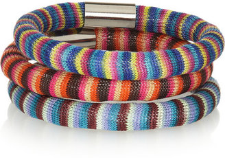 Missoni + V&A set of three palladium-plated woven bracelets