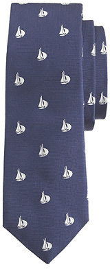J.Crew Italian silk tie with embroidered schooners