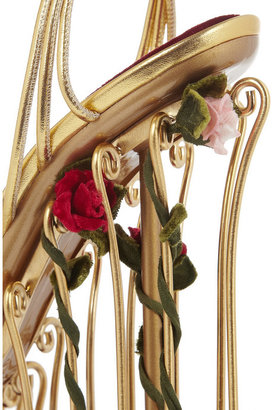 Dolce & Gabbana Rose-embellished metallic leather cage sandals
