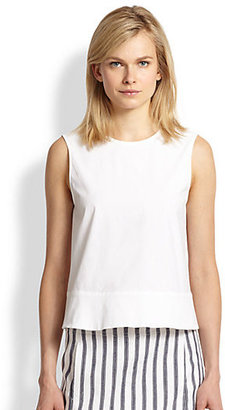 Theory Palatial Button-Back Stretch Cotton Top