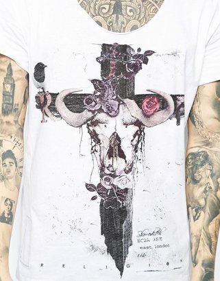 Religion Buffalo Skull Cross T-Shirt