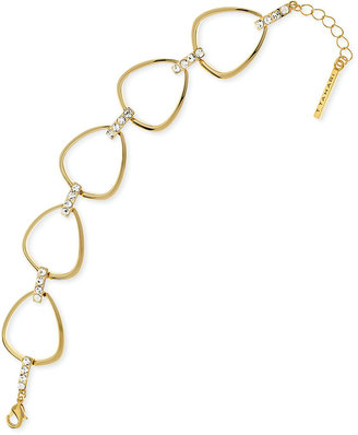 T Tahari Gold-Tone Crystal Open Circle Flex Bracelet