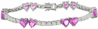 JCPenney FINE JEWELRY Lab-Created Pink Sapphire and Cubic Zirconia Heart Bracelet