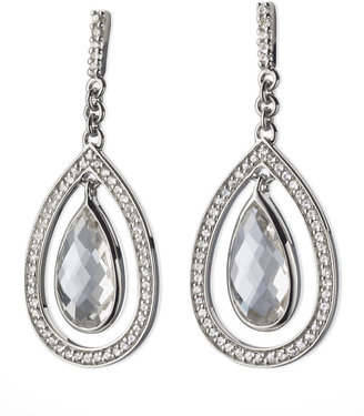 Monica Rich Kosann Sapphire-Trim Rock Crystal Teardrop Earrings