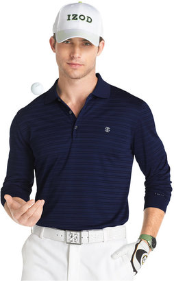 Izod Golf UPF Performance Textured Stripe Long Sleeve Polo
