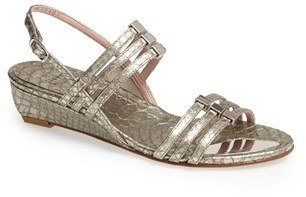 Stuart Weitzman 'Playful' Python Embossed Metallic Leather Sandal