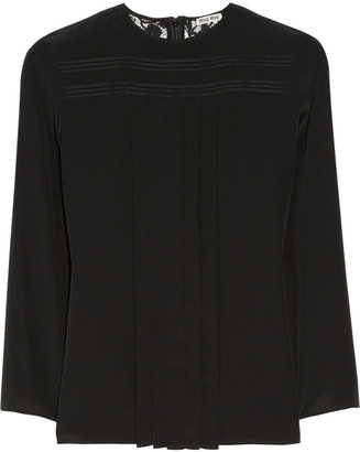 Miu Miu Lace-back silk crepe de chine blouse