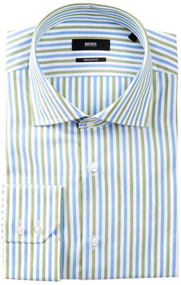 HUGO BOSS Gerald Herringbone Stripe Dress Shirt