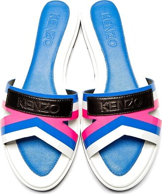 Kenzo Blue & Pink Banded Tao Flat Sandals