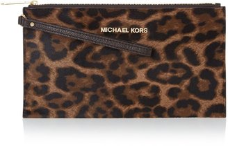 Michael Kors Bedford leopard zip clutch