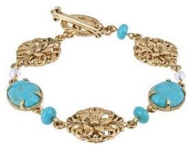 Lauren Ralph Lauren Gold-Tone & Turquoise Toggle Bracelet