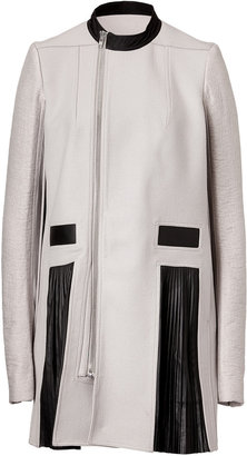 Rick Owens Wool Coat with Leather Insets