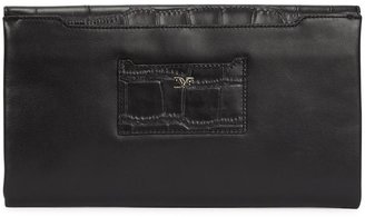 Diane von Furstenberg Womens Clutches 440 Large Black Leather Envelope Clutch