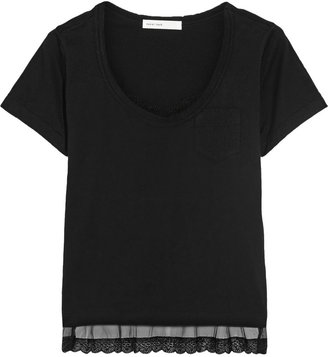 Sacai Luck lace-trimmed cotton-jersey T-shirt