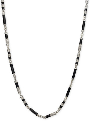 ABS by Allen Schwartz Necklace, Silver-Tone Black Glass Long Necklace