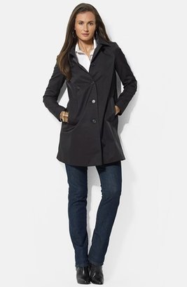 Lauren Ralph Lauren Bonded Cotton A-Line Jacket with Detachable Hood