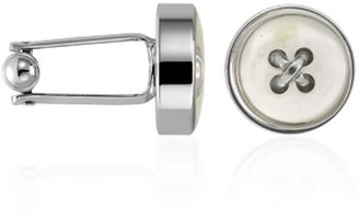 Forzieri Mother-of-Pearl Button Silver Plated Cuff links