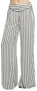 Arden B Women's Vertical Stripe High-Waist Palazzo Pants M Black/White