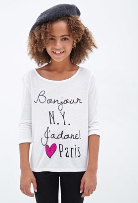 Forever 21 Girls NY Paris Graphic Top (Kids)