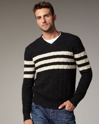 Vince Striped V-Neck Sweater