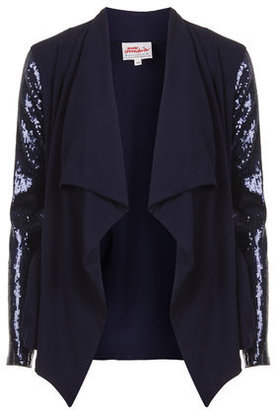 Topshop Womens **Drape Front Jersey Jacket by Annie Greenabelle - Navy Blue