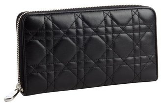 Christian Dior black cannage leather zip wallet