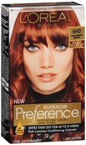 L'Oreal Superior Preference Fade Defying Color & Shine System, Permanent, 6AB Chic Auburn Brown