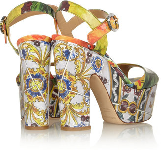 Dolce & Gabbana Printed patent-leather platform sandals