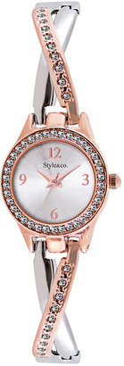 Style&Co. Style & Co Women's Two-Tone Criss-Cross Bangle Bracelet Watch 24mm SY033SRG
