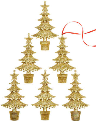 Holiday Lane Set of 6 Boxed Gold Tree Ornaments