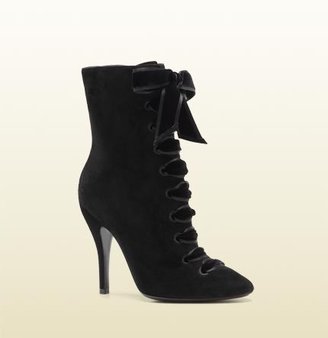 Gucci Viola High Heel Lace-Up Bootie