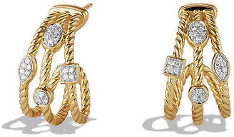 David Yurman Confetti Three-Row Earrings with Diamonds in Gold