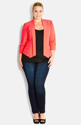 Chic & Cool City Chic 'Cool Pocket' Open Front Jacket (Plus Size)