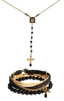 ASOS Rosary Bead Necklace And Bracelet Pack - Gold