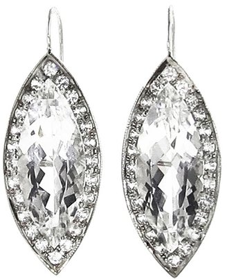 Andrea Fohrman Marquis Rock Crystal Earrings with White Sapphires - White Gold