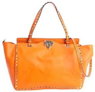 Valentino orange leather 'Rockstud' medium tote bag