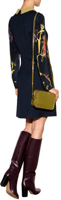 Giulietta Wool Dress with Round Collar and Printed Sleeves