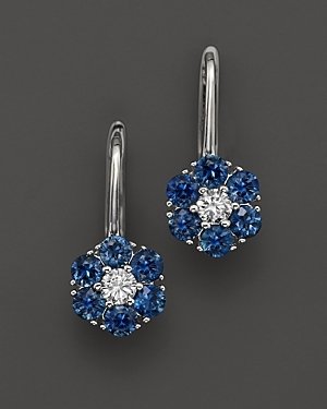 Bloomingdale's Diamond and Sapphire Earrings in 14K White Gold