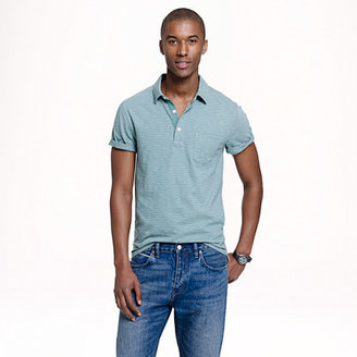 J.Crew Textured cotton polo in faded spruce stripe