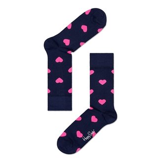 Happy Socks Navy / Pink Heart Socks - Size 10-13