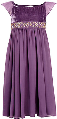John Lewis 7733 John Lewis Girl Beaded Velvet Party Dress, Purple