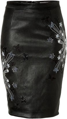 Matthew Williamson Embroidered Leather Skirt